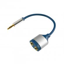AC 16M - Home AC 16M audió átalakító kábel, elosztó, 3,5mm sztereó dugó, 2 aljzat, 15cm