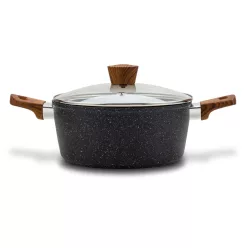 10-144-121 Nava 10-144-121 Nature tapadásmentes lábas, kőbevonattal, hőálló fogantyú, üvegfedő, 24 