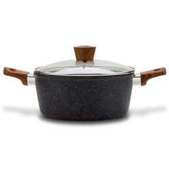   NAVA 10-144-122 Nature tapadásmentes lábas, kőbevonattal, hőálló fogantyú, üvegfedő, 28 cm