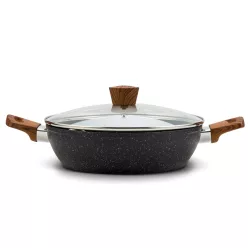 10-144-130 Nava 10-144-130 Nature tapadásmentes pecsenyesütő, kőbevonattal, hőálló fogantyú, üvegfe