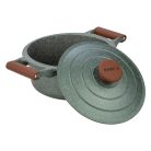 10-255-033 Nava 10-255-033 Ωmega tapadásmentes öntött alumínium lábas fedővel, kőbevonattal, 28 cm