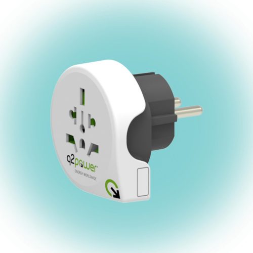 1_100100 Q2 power Utazóadapter,  and quot;World to Europe and quot;