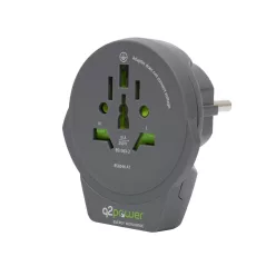 1_100110-TH q2power 1.100110-TH utazóadapter, World to Europe USB, USB 5V 2.4A, max. 16 A, 250 V - 