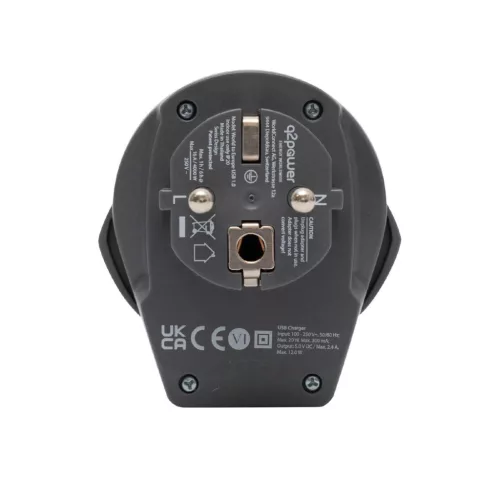 1_100110-TH q2power 1.100110-TH utazóadapter, World to Europe USB, USB 5V 2.4A, max. 16 A, 250 V - 