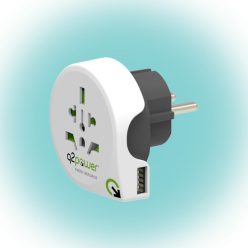 1_100110 Q2POWER 1.100110 utazóadapter, World to Europe USB, bemeneti feszültség: 100-250 V, 16 A, 