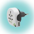 Q2 Power 1.100210 utazóadapter, World to Switzerland USB, indulási ország: AUS/CHINA, IT, UK, CH, BRAZIL, USA, EURO, célország: CH, USB port