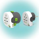 Q2 Power 2.100130 utazóadapter, Qdapter 360 USB, két készülék a szettben: Qdapter (USB aljzattal) és World to Europe
