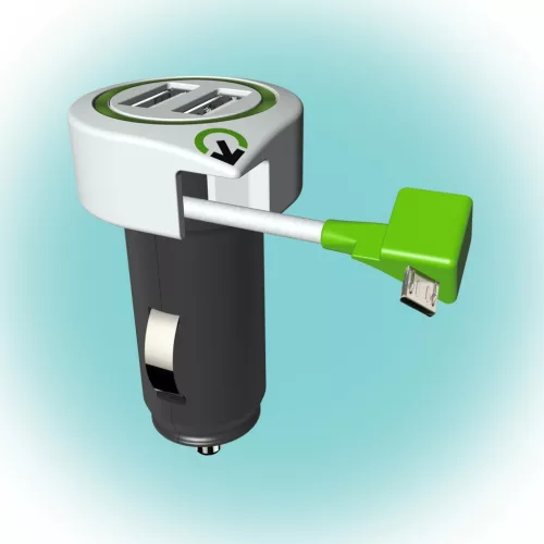 3_100110 SAL 3.100110 autós USB töltő, 2 USB aljzat, 1 kihúzható micro USB csatlakozó, 3.1 A megosz