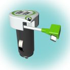 3_100130 Q2 POWER 3.100130 autós USB töltő, 2 USB aljzat, 1 kihúzható USB type C csatlakozó, 3.1 A 