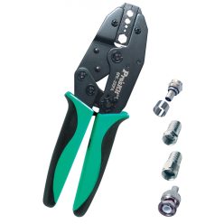 6PK-230PA Pro'skit 6PK-230PA préselő fogó, 230 mm, 5 féle mérethez, racsnis áttétel, 6 féle nyomaté