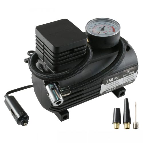 90304 SAL 90304 autós kompresszor, 250 PSI, 18 bar, 10 A, 3 fúvókaadapter, 2,5m vezeték