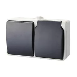 9873H AQUATOP 9873H falon kívüli váltókapcsoló és dugalj, 1 billenő, 1 aljzat, vízszintes, 10 A/16 