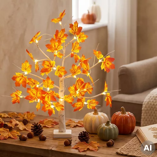 ATM03 HOME ATM03 asztali juharfa dekoráció, 60 cm, 24 db melegfehér LED, időzítő, elemes tápellátás