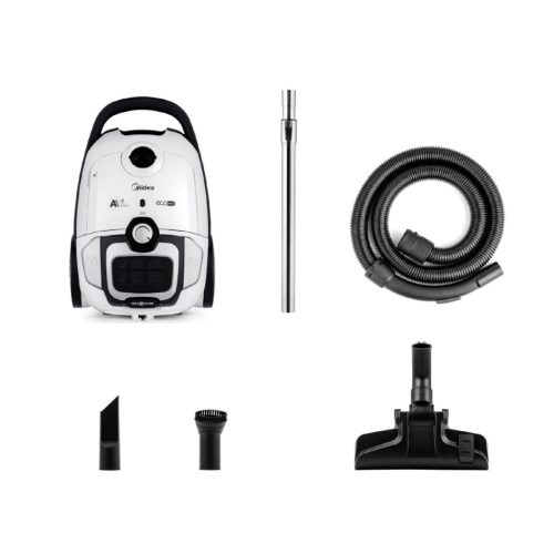 B7_MBC1780WB MIDEA B7 MBC1780WB porzsákos porszívó, 800 W, 3 literes porzsák, mosható HEPA12 szűrő,