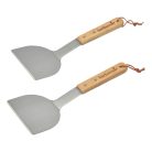 BC-ACC-7123 Barbecook BC-ACC-7123 2db-os rozsdamentes acél rostlap forgató, fa nyél, 100% FSC, 31cm