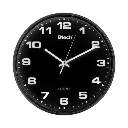 BH-110 Btech BH-110 falióra, 32 cm átmérő, fekete számlap, fekete keret, műanyag