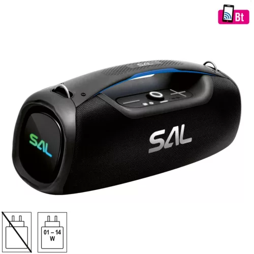BT9000 SAL BT9000 hordozható boombox, vezeték nélküli hangszóró, 100 W, IPX5, BT TWS, AUX, USB/micr