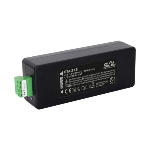 BTA_215 SAL BTA 215 vezeték nélküli BT erősítő, 2x15 W / 4 Ohm, 2x10 W / 8 Ohm, 20 Hz - 20.000 Hz