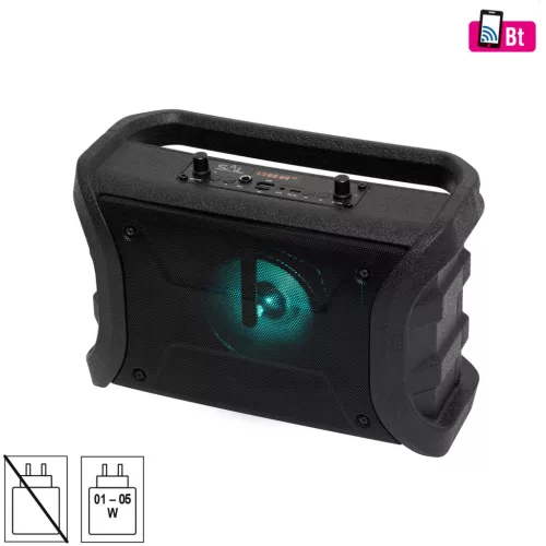 BTWORKY SAL BTWORKY munka és szabadidő hangszóró, 8 W, FM rádió, BT TWS, USB/microSD, AUX, RGB LED,