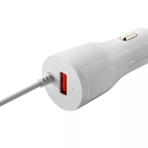 CNE-CCA033W CANYON CNE-CCA033W autós töltő, Lightning kábellel, 1db USB port, 12-24 V