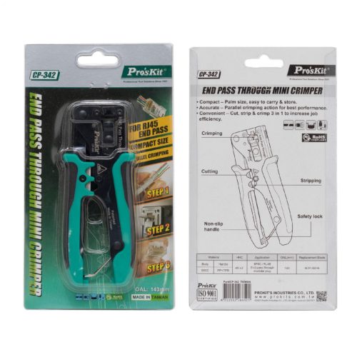 CP-342 Pro'skit CP-342 UTP-RJ45-8P8C gyorskrimpelő fogó, nyitott végű dugókhoz, biztonsági zár, gyo