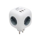 CUBE1 Home CUBE1 kocka elosztó USB töltővel, 3 aljzat gyermekvédelemmel, 1db USB C, 2db  USB A, max