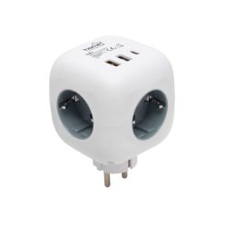 CUBE1 Home CUBE1 kocka elosztó USB töltővel, 3 aljzat gyermekvédelemmel, 1db USB C, 2db  USB A, max