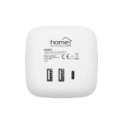 CUBE1 Home CUBE1 kocka elosztó USB töltővel, 3 aljzat gyermekvédelemmel, 1db USB C, 2db  USB A, max