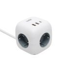 CUBE2 Home CUBE2 kocka elosztó, max. 3680 W, USB töltő, 3 aljzat gyermekvédelemmel, 1,5 m hosszú ve
