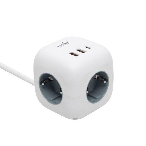 CUBE2 Home CUBE2 kocka elosztó, max. 3680 W, USB töltő, 3 aljzat gyermekvédelemmel, 1,5 m hosszú ve