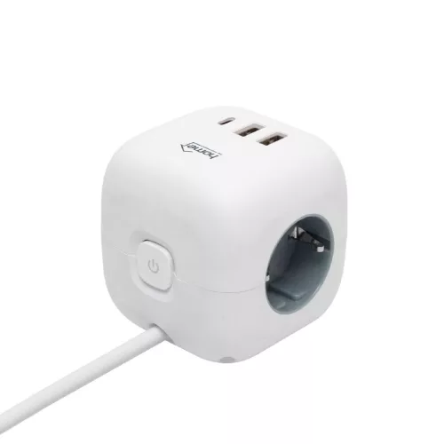 CUBE2 Home CUBE2 kocka elosztó, max. 3680 W, USB töltő, 3 aljzat gyermekvédelemmel, 1,5 m hosszú ve