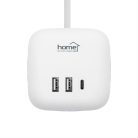 CUBE2 Home CUBE2 kocka elosztó, max. 3680 W, USB töltő, 3 aljzat gyermekvédelemmel, 1,5 m hosszú ve