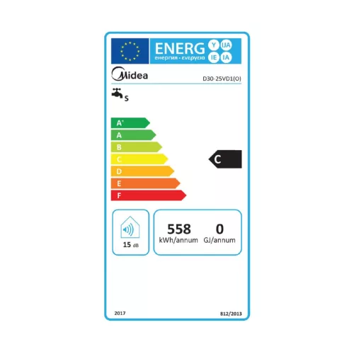 D30-25VD1_O_ MIDEA D30-25VD1(O) elektromos vízmelegítő, bojler, 2500 W, 30 liter, konyhapult fölé s