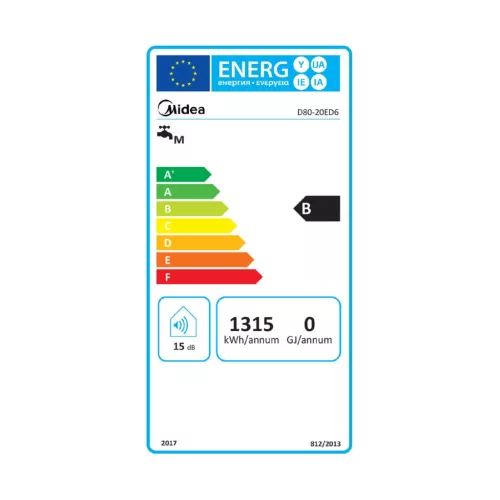 D80-20ED6 MIDEA D80-20ED6 SMART elektromos vízmelegítő, bojler, 2000 W, 74 liter, applikációval vez