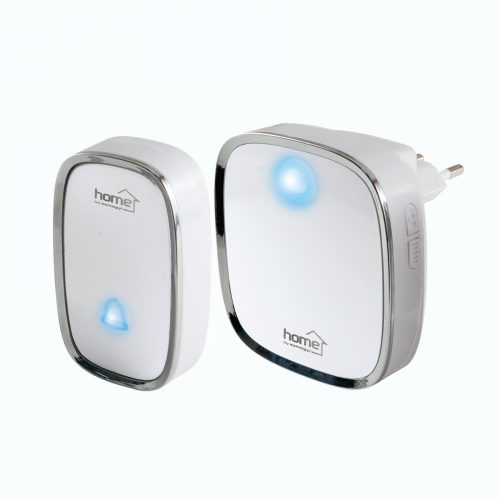 HOME DB 2020AC vezeték nélküli csengő, 200 m hatótáv, 59 dallam, 5 fokozatú hangerő, kék LED, 230 V-os tápellátás