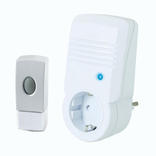 HOME DB 442 vezeték nélküli csengő, 100m hatótáv, 4 nyomógombbal bővíthető, memória, beépített 13A hálózati aljzat, 230V-os tápellátás