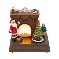 DRM_14 Home DRM 14 dioráma, kandalló, világító, Mikulás, beltéri