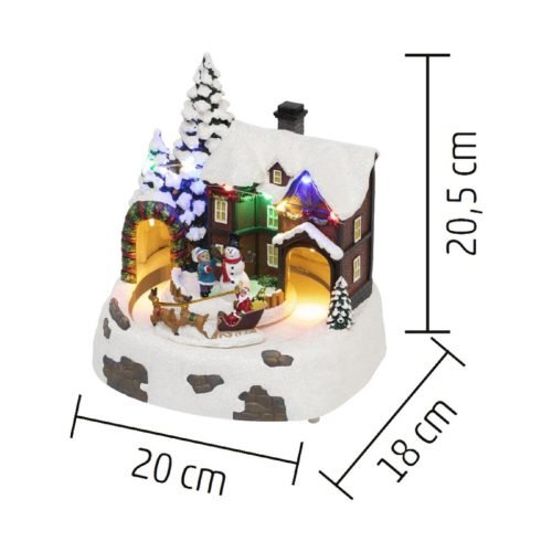 DRM_15 Home DRM 15 dioráma, havas ház, színes LED, rénszarvasszán, beltéri