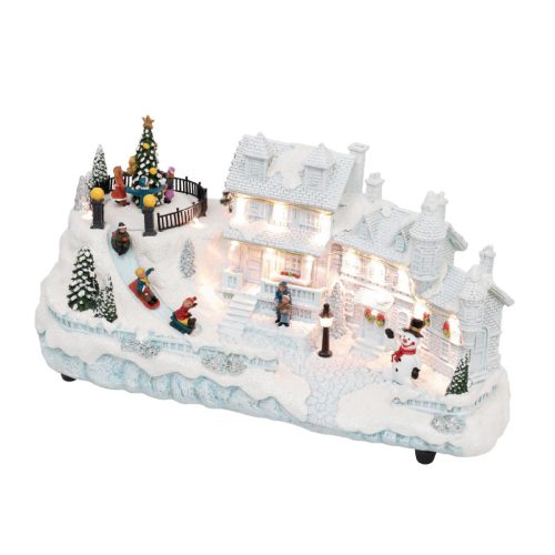 DRM_16 Home DRM 16 dioráma, fehér ház, LED, fenyőfa, beltéri