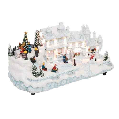 DRM_16 Home DRM 16 dioráma, fehér ház, LED, fenyőfa, beltéri