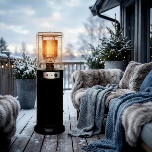 FG135 HOME FG135 hordozható gáz teraszfűtő, max. 12 kW, kerekes, rozsdamentes égőfej, elektromos gy