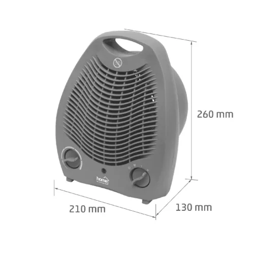 FK1M HOME FK1M ventilátoros fűtőtest, max. 2000 W, 2 fokozat, 3 funkció, termosztát, szürke színű