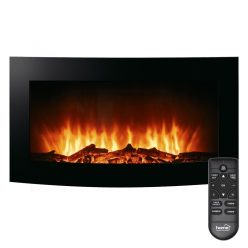   HOME FKK 17 falra szerelhető elektromos látványkandalló, 1000W/2000W, heti program, távirányító, íves, fekete