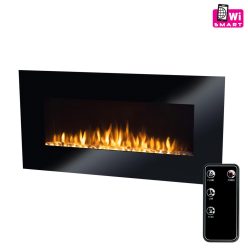   HOME FKK 3000 WIFI fali smart elektromos kandalló, 1000W/2000W, heti program, távirányító, edzett üveg előlap, fekete