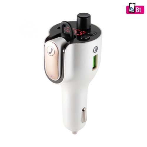 FMBT_1000 SAL FMBT 1000 BT fülhallgató autós töltővel, FM transmitter, QC USB gyorstöltő, Bluetooth