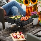 GR01 Home GR01 hordozható asztali grill, faszén, faszénbrikett, nyitott vagy zárt fedél, 2 rostély,