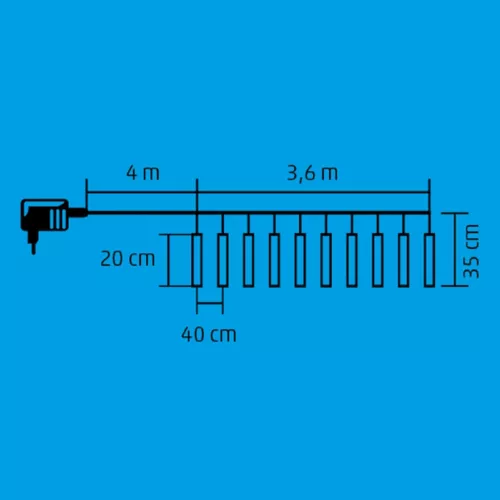 G_10201 Home G 10201 LED-es jégcsap fényfüzér, 3,33x0,21 m / 200 db hidegfehér LED, 10 db jégcsap, 