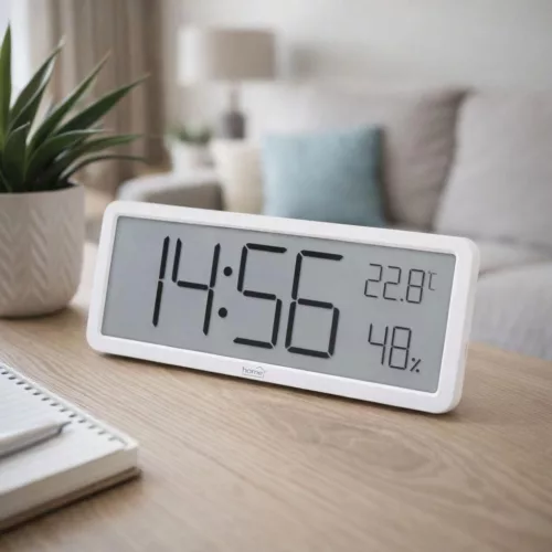 HC18 HOME HC18 páratartalom és hőmérséklet mérő ébresztőóra, prémium LCD kijelzővel, bútorra, falra