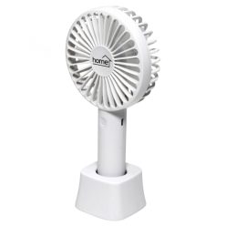   HOME HF 9/WH kézi, tölthető ventilátor, 4 W, 10 cm-es lapátátmérő, 3 fokozat, 1200 mAh Li-ion akkumulátor, asztali tartó, fehér
