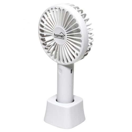 HOME HF 9/WH kézi, tölthető ventilátor, 4 W, 10 cm-es lapátátmérő, 3 fokozat, 1200 mAh Li-ion akkumulátor, asztali tartó, fehér